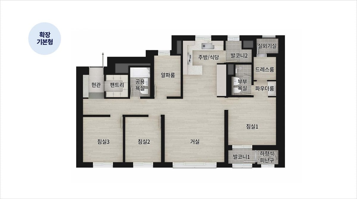 더샵 오산역 아크시티 84A타입 주력 평면도