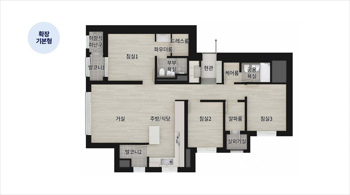 더샵 오산역 아크시티 84B타입 평면 설계